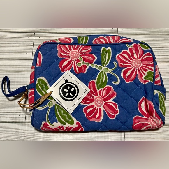 NWT- Pomegranate Inc.Large Cosmetic Bag in Dragonfly Periwinkle - Picture 2 of 6